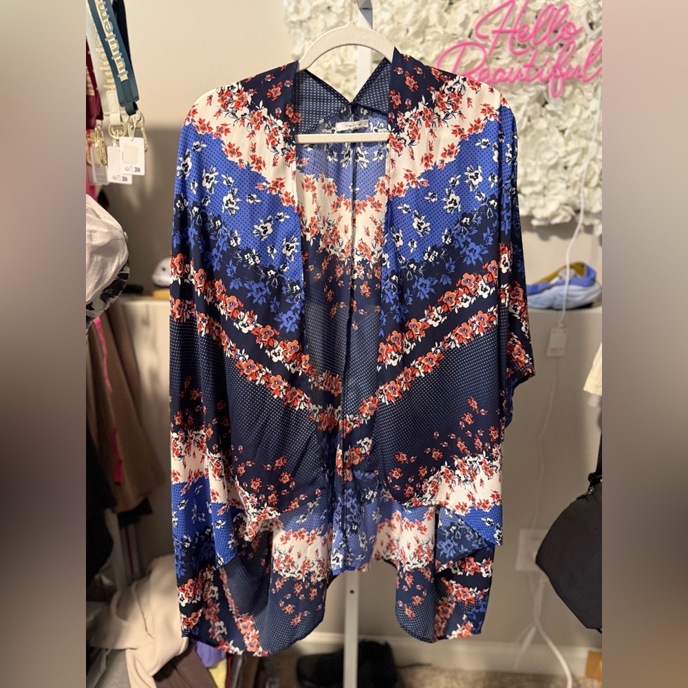 Maurices Floral Kimono in Purple and Red